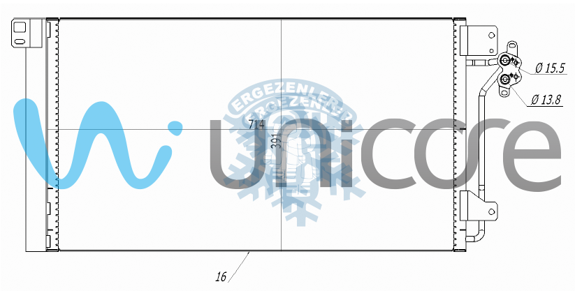 RADYATÖR, UNICORE 20VWT500B, 7H0820411B, 7H0820411C  VOLKSWAGEN TRANSPORTER T5 2004+