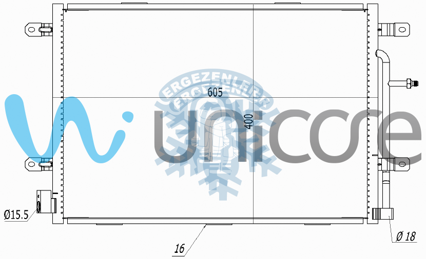 RADYATÖR, UNICORE 8E0260403E/H/Q/T AUDI A4 2005-2008 575*388