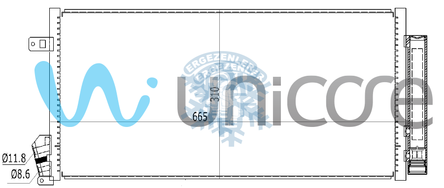 RADYATÖR, UNICORE 20FTDO06B, 51838048, FIAT DOBLO 1.3JTD, 1.6JTD 2009+ 622*298