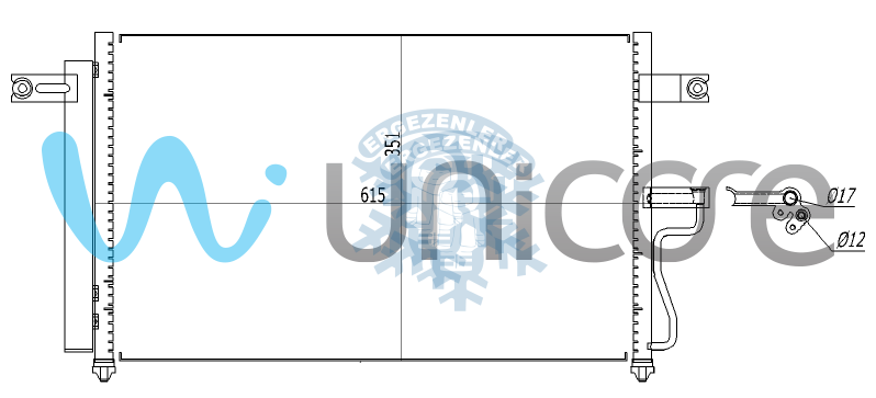 RADYATÖR, UNICORE 20HYAC02B, 97606-25500, 97606-25800 , HYUNDAI EXCEL, ACCENT DİZEL 1999-2003  , ÖLÇÜ: 570*355