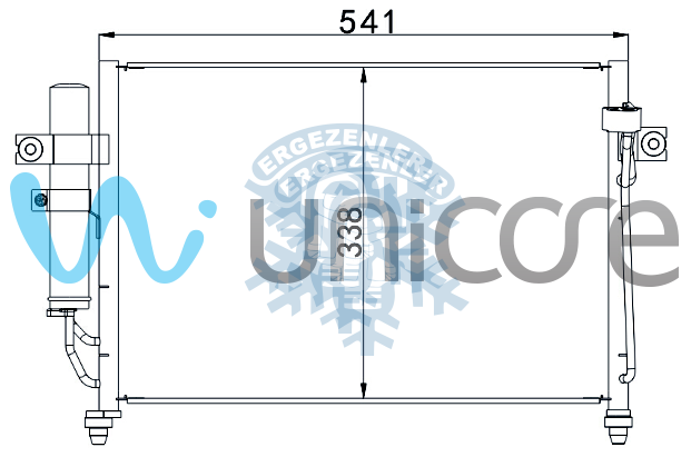 RADYATÖR, UNICORE 20HYGE00B, 97606-1C000, 97606-1C100, HYUNDAI GETZ 1.1, 1.3 2002+ OTOMATİK , ÖLÇÜ: 535*345 mm