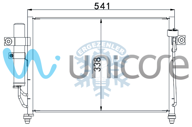 RADYATÖR, UNICORE 20HYGE00B, 97606-1C000, 97606-1C100, HYUNDAI GETZ 1.1, 1.3 2002+ OTOMATİK , ÖLÇÜ: 535*345 mm