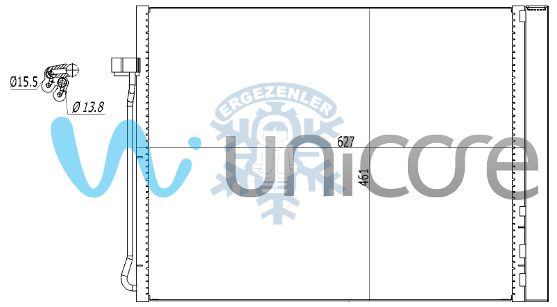 64 53 6 972 553, 64 50 9 239 992 KLİMA RADYATÖRÜ BMW X5 E70 2006-2012, F15 2012-2018, X6 E71 2007-2014, F16 2013-2019 590*465