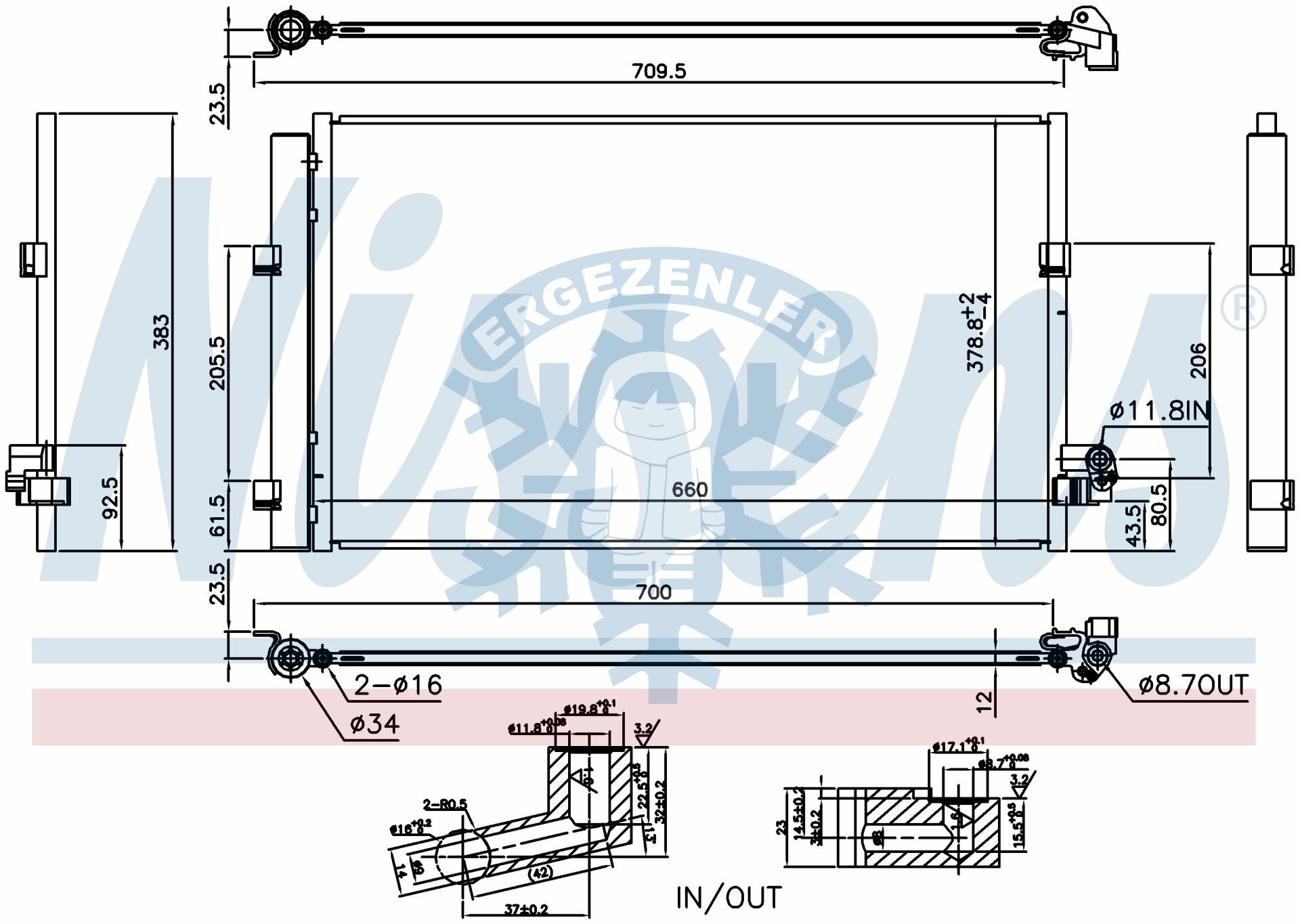 RADYATÖR, NİSSENS 940748, BMW | 5 SERİSİ G30-G31 (15-) 520d,520dx,525d,530d,725d,725Ld,730d,730Ld,740d,740Ld,  ÖLÇÜ:  65.5x37.5 cm