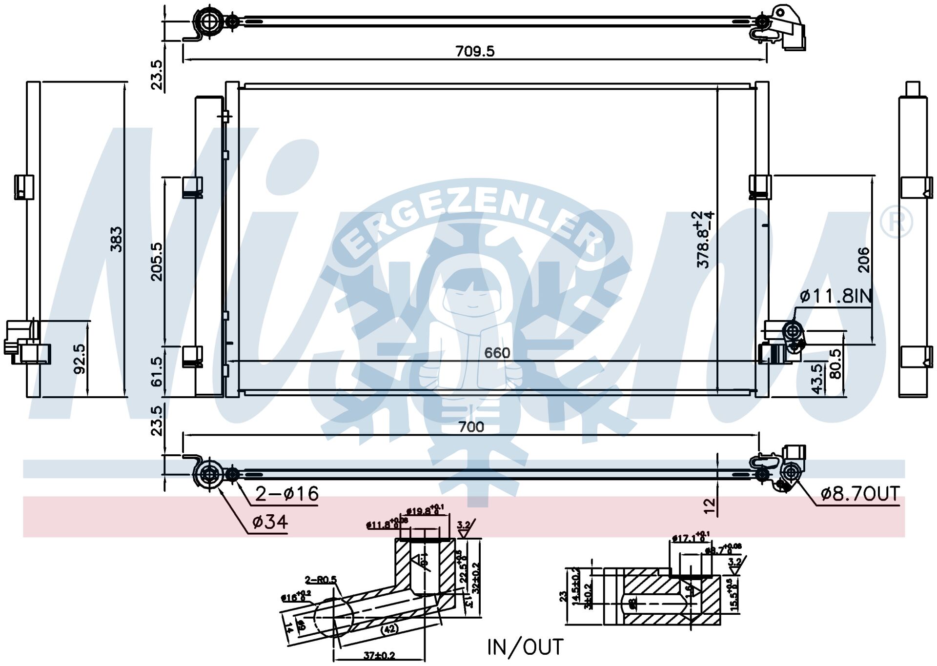 RADYATÖR, NİSSENS 940748, BMW | 5 SERİSİ G30-G31 (15-) 520d,520dx,525d,530d,725d,725Ld,730d,730Ld,740d,740Ld,  ÖLÇÜ:  65.5x37.5 cm