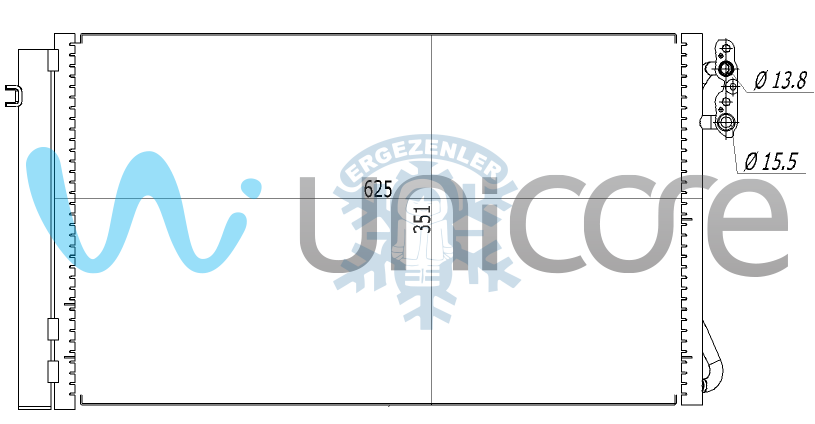 RADYATÖR, UNICORE 20BW9001B, BMW 1 SERİSİ E81, E82, E87, E88, 3 SERİSİ E90, E91, E92, E93, X1 E84, Z4 E89 DİZEL, ÖLÇÜ: 620*401 mm