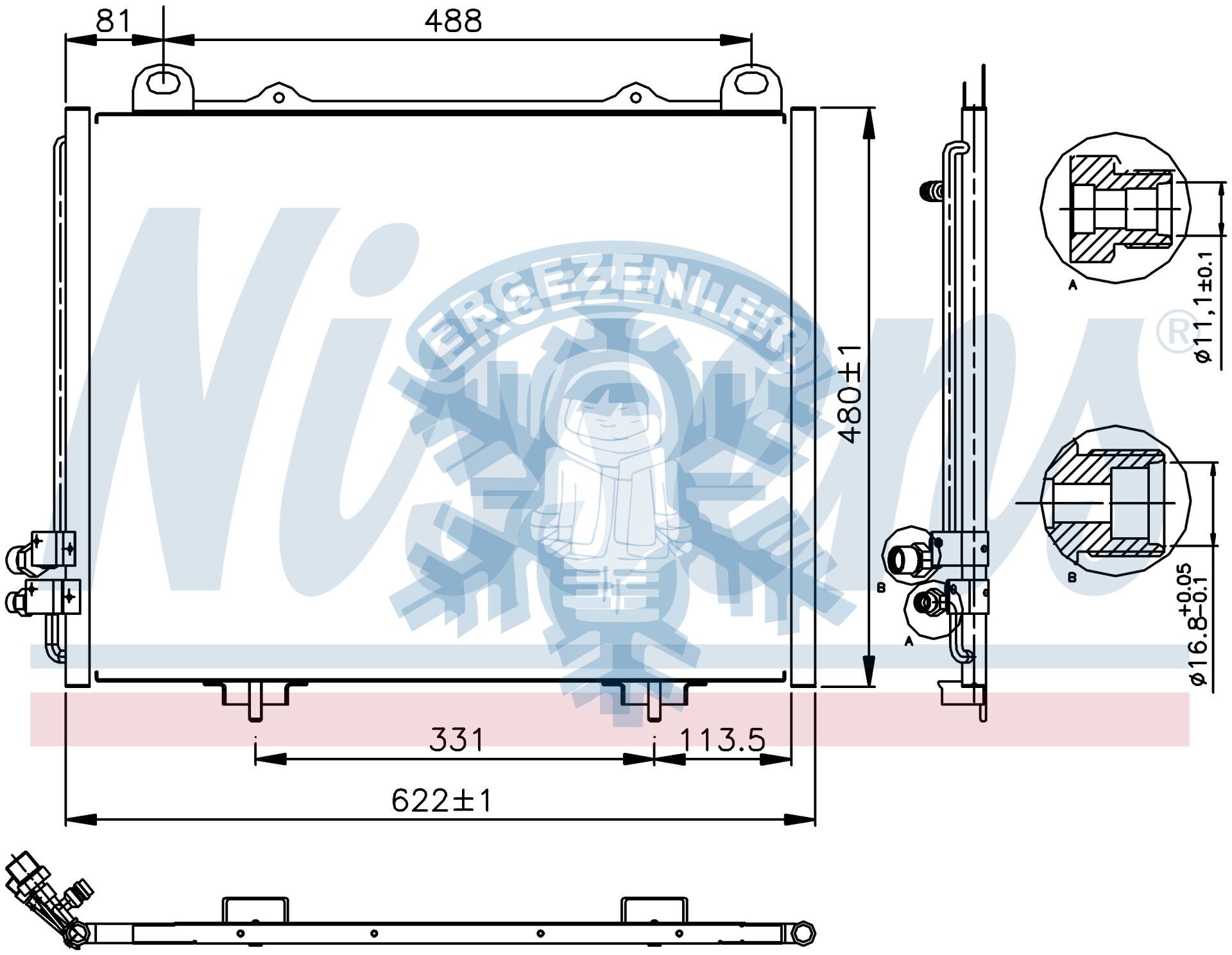 RADYATÖR, NİSSENS 94285, MERCEDES W 210 E-CLASS (95-), ÖLÇÜ: 61.5x49 cm