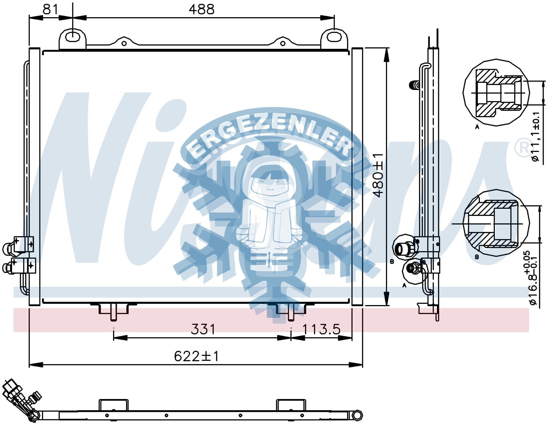 RADYATÖR, NİSSENS 94285, MERCEDES W 210 E-CLASS (95-), ÖLÇÜ: 61.5x49 cm