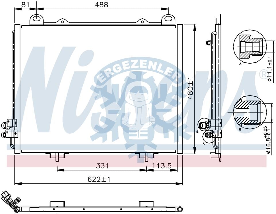 RADYATÖR, NİSSENS 94285, MERCEDES W 210 E-CLASS (95-), ÖLÇÜ: 61.5x49 cm