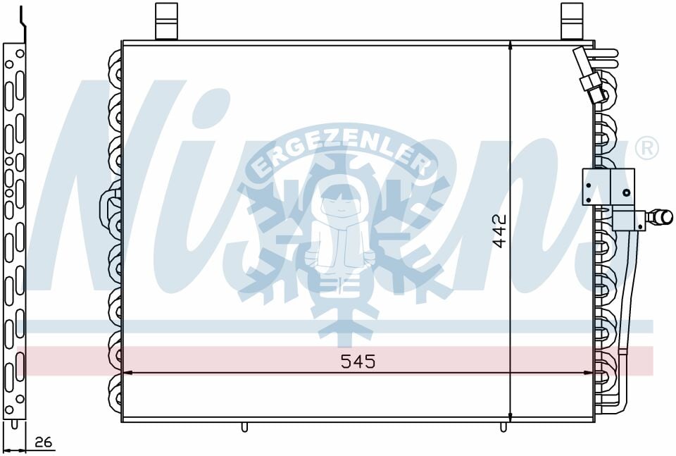 RADYATÖR, Nisens 94176, MERCEDES-BENZ | 200-SERİSİ C124 (1987) | 230 2.3 CE, ÖLÇÜ: 518x430x16 mm