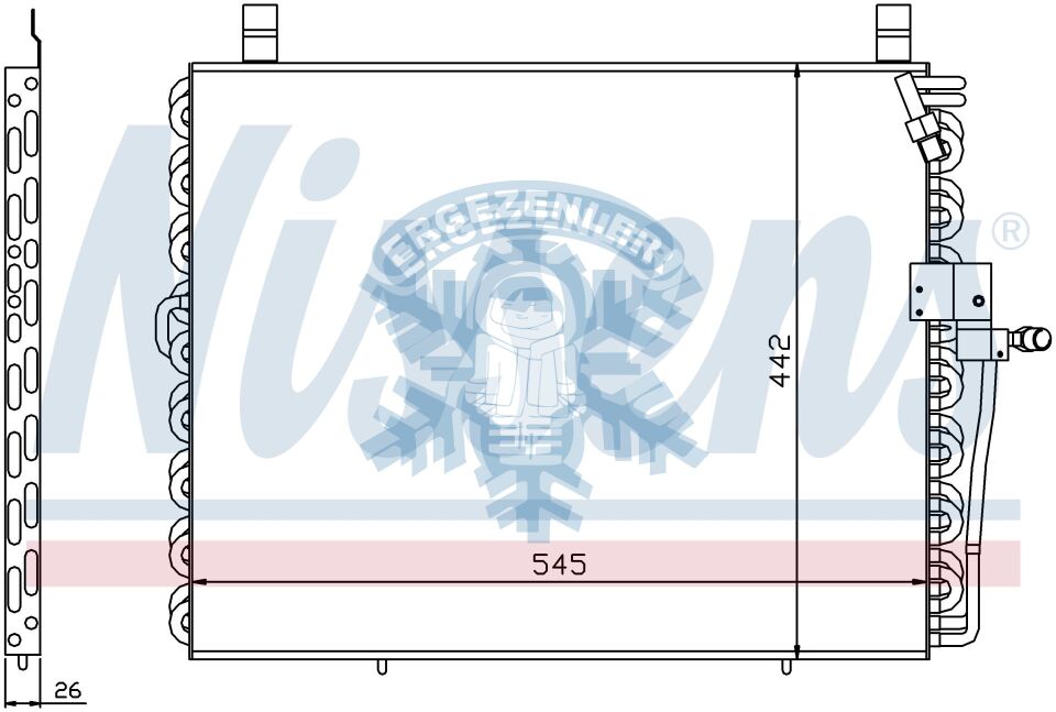 RADYATÖR, Nisens 94176, MERCEDES-BENZ | 200-SERİSİ C124 (1987) | 230 2.3 CE, ÖLÇÜ: 518x430x16 mm