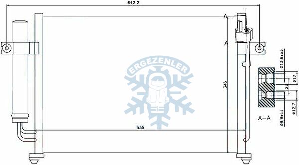 RADYATÖR, NISSENS 94646, 94647, 94815, HYUNDAİ GETZ (02-)  , ÖLÇÜ: 541x351x16MM