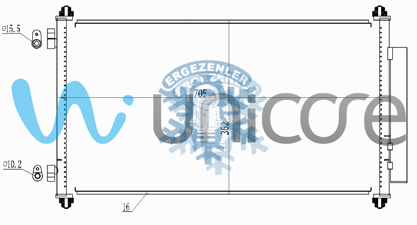 RADYATÖR, UNICORE 20HOCR02B, HONDA CRV 2.0i VTEC, 2.2iCTDI 2007-2012 , ÖLÇÜ:  70x36 cm