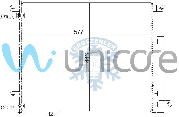 RADYATÖR, UNICORE 20HOCI11B, HONDA CIVIC 2016+ , ÖLÇÜ:  446*577 mm