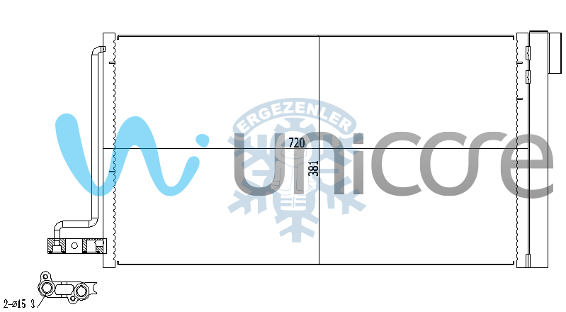 RADYATÖR, UNICORE 20FDFO03B, FORD FOCUS II BENZİN 2011+, ÖLÇÜ: 675*368 mm