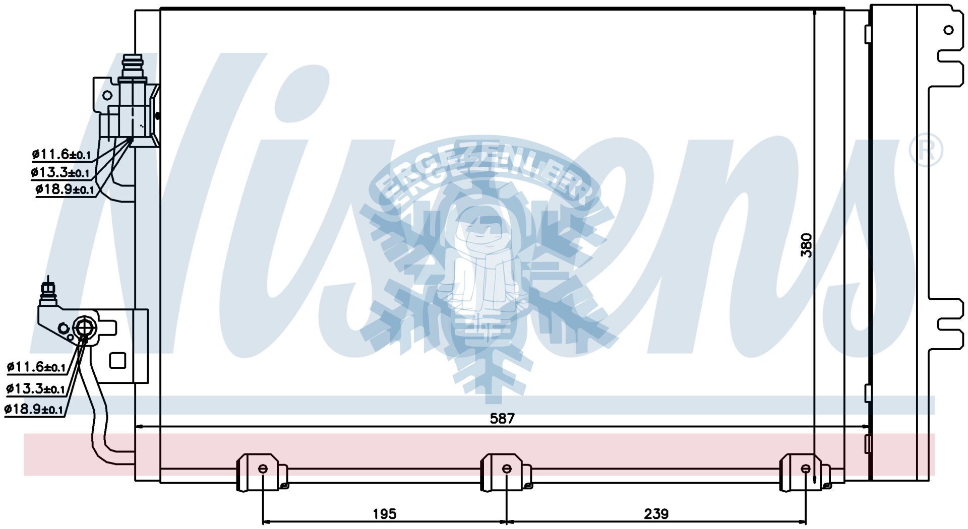 RADYATÖR, Nisens 94767 , 94807 , OPEL ASTRA H (04-) 1.4i, 1.6i, 1.8i 16V G, ÖLÇÜ: 548x369x16 mm