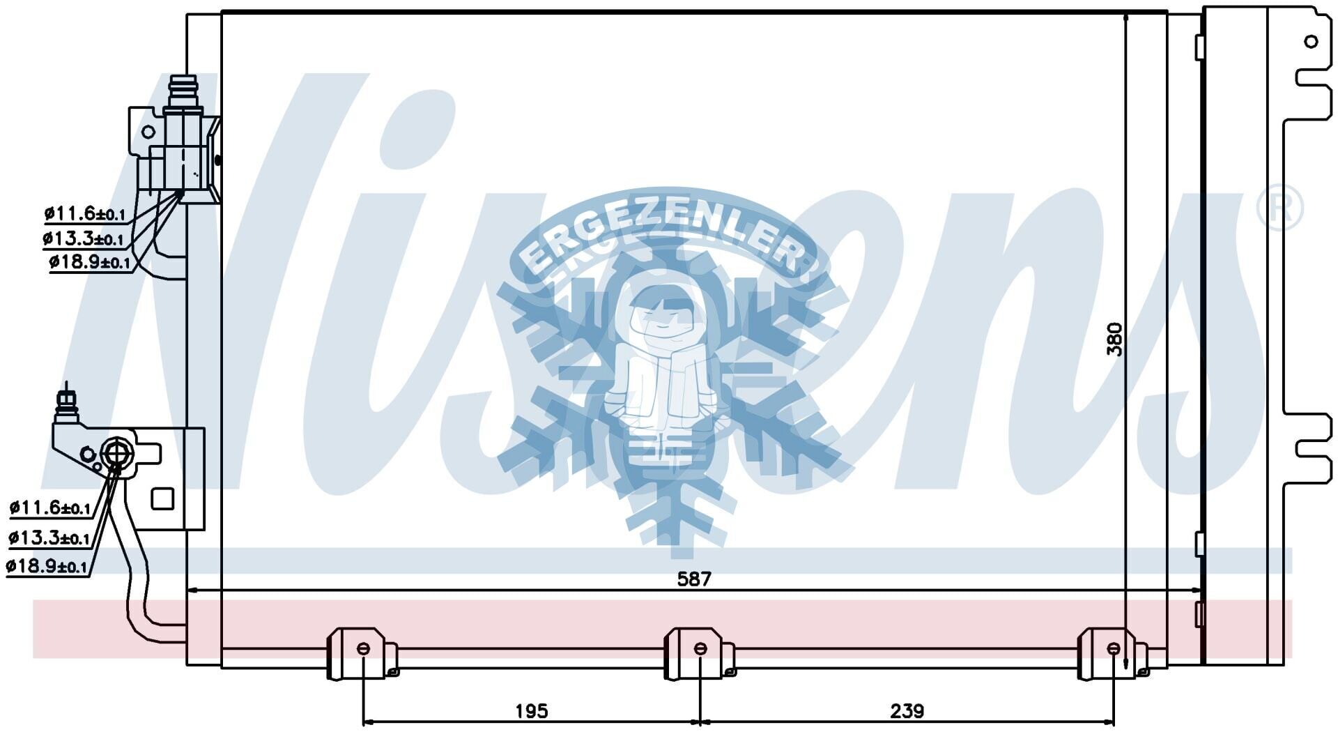 RADYATÖR, Nisens 94767 , 94807 , OPEL ASTRA H (04-) 1.4i, 1.6i, 1.8i 16V G, ÖLÇÜ: 548x369x16 mm