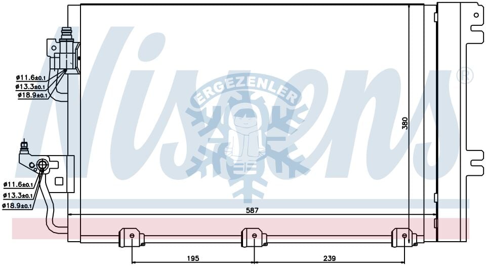 RADYATÖR, Nisens 94767 , 94807 , OPEL ASTRA H (04-) 1.4i, 1.6i, 1.8i 16V G, ÖLÇÜ: 548x369x16 mm