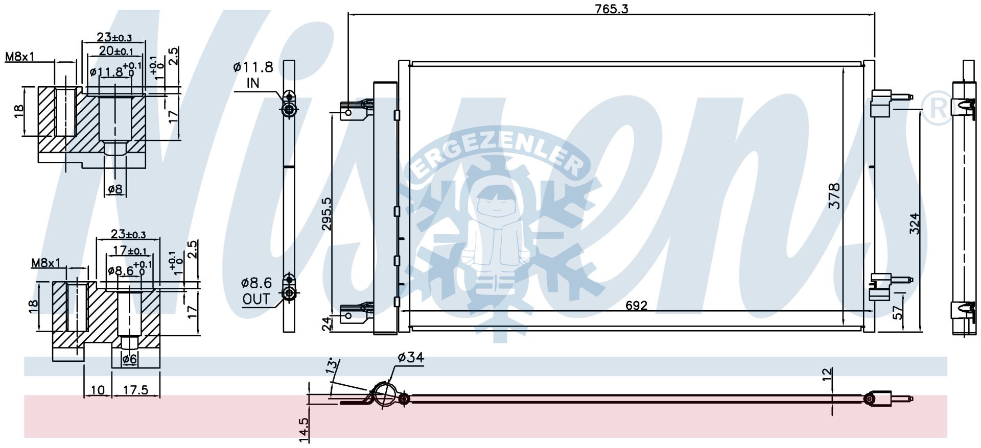 RADYATÖR, NISSENS 940735, OPEL ASTRA K (15-) 1.4i G , ÖLÇÜ: 69x39 cm