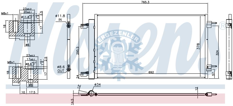 RADYATÖR, NISSENS 940735, OPEL ASTRA K (15-) 1.4i G , ÖLÇÜ: 69x39 cm