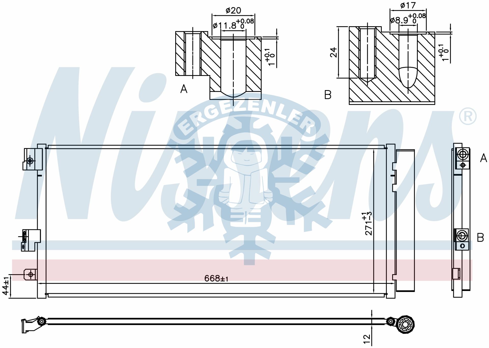 RADYATÖR, NISSENS 940791, OPEL CORSA E (14-) 1.0i TURBO, 1.3 CDTi, 1.4 GAS , ÖLÇÜ: 67x28.5 cm