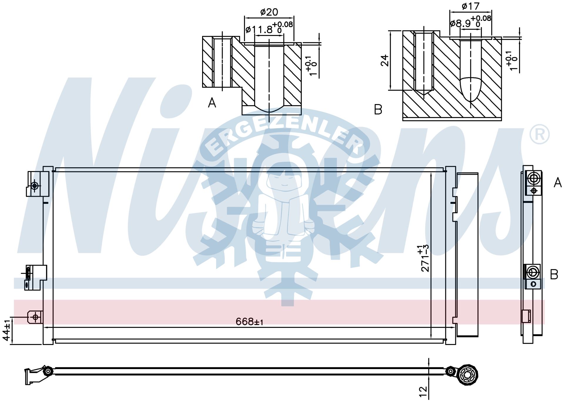 RADYATÖR, NISSENS 940791, OPEL CORSA E (14-) 1.0i TURBO, 1.3 CDTi, 1.4 GAS , ÖLÇÜ: 67x28.5 cm