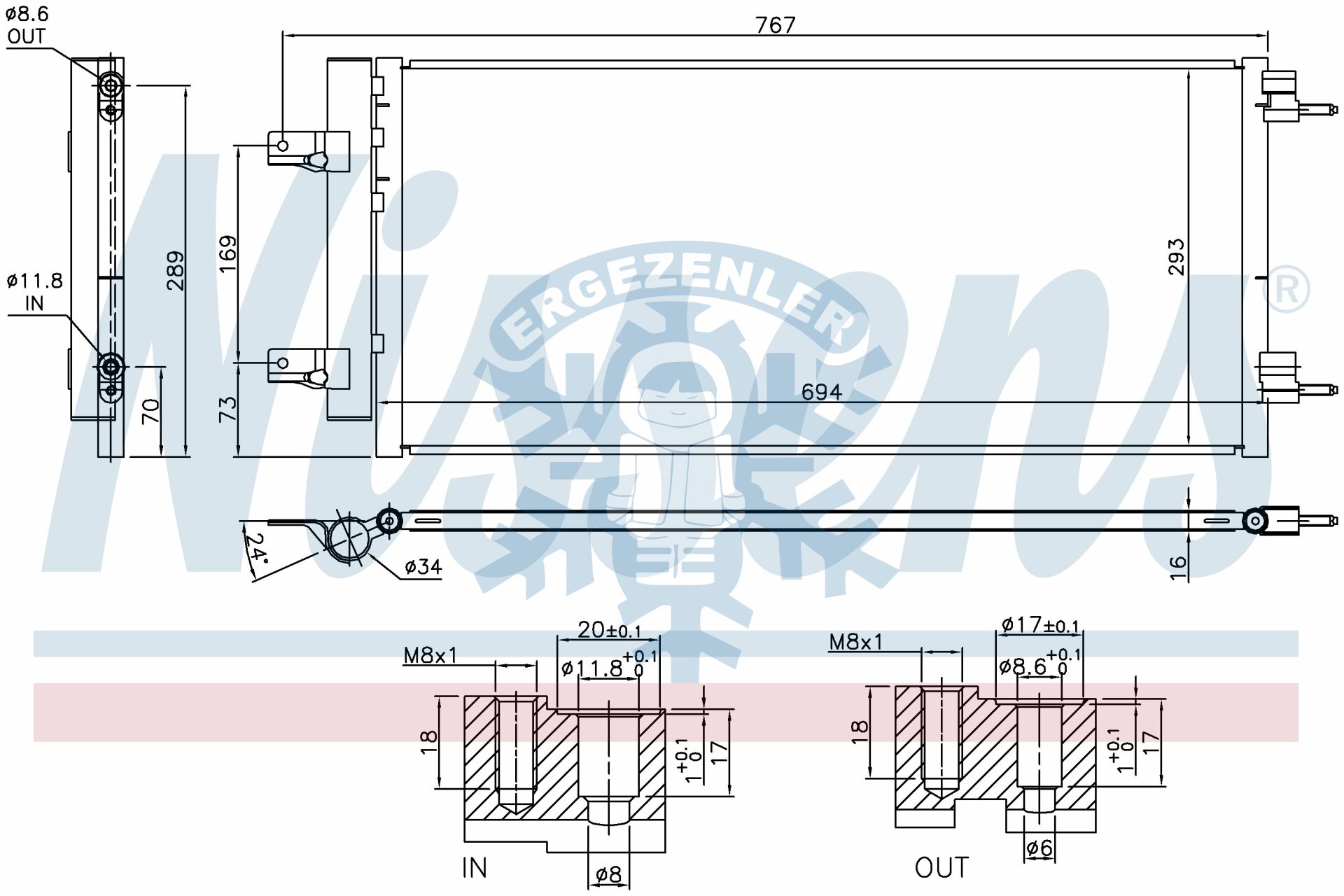 RADYATÖR, NISSENS 940734, OPEL ASTRA K (15-) 1.6 CDTi D , ÖLÇÜ: 69x30 cm