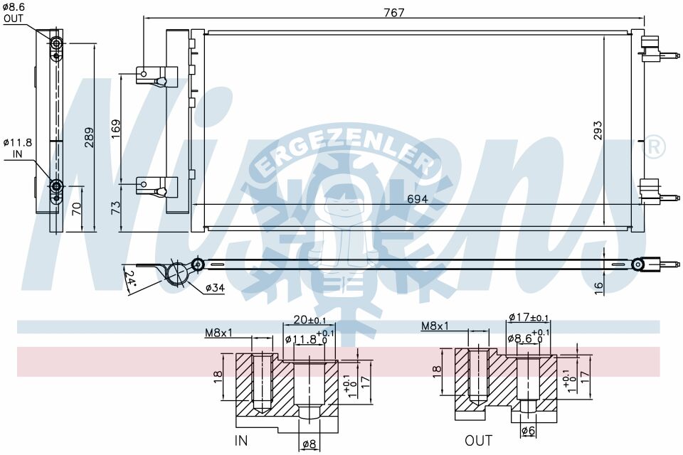 RADYATÖR, NISSENS 940734, OPEL ASTRA K (15-) 1.6 CDTi D , ÖLÇÜ: 69x30 cm