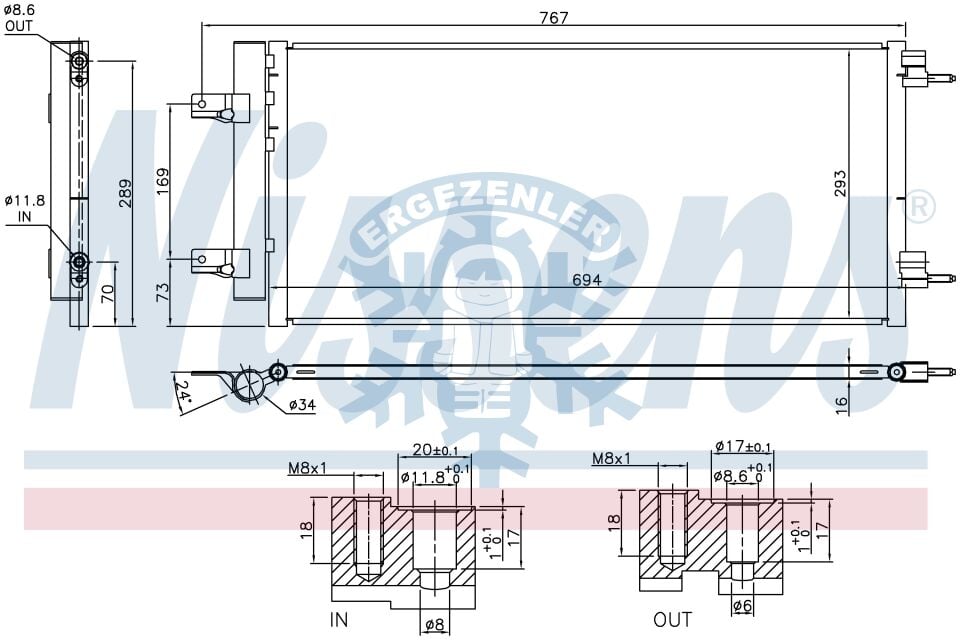 RADYATÖR, NISSENS 940734, OPEL ASTRA K (15-) 1.6 CDTi D , ÖLÇÜ: 69x30 cm