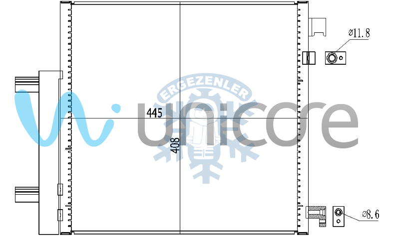 RADYATÖR, UNICORE 20DWSP01B,  CHEVROLET SPARK 1.0, 1.2 2010+, ÖLÇÜ: 410*407 mm
