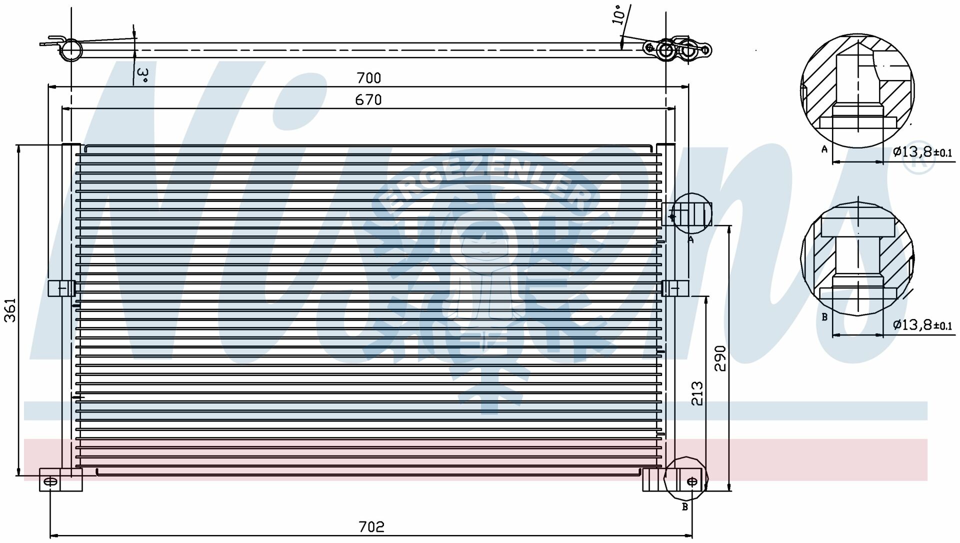 RADYATÖR, NISSENS 94586,FORD MONDEO (02-) 1.8i, 2.0 TDCI YM., ÖLÇÜ: 66.5x38 cm