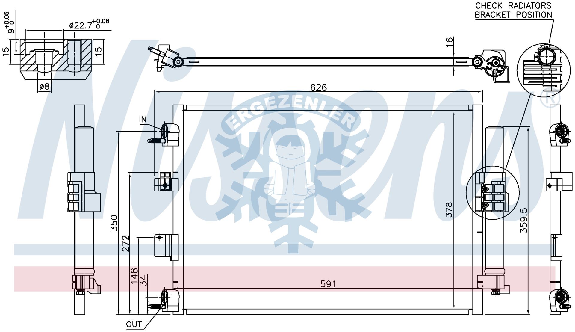 RADYATÖR, NİSSENS 940463, FORD FOCUS III , C MAX (10-) 1.0 EcoBoost, 1.5 TDCi, (PULLU) ÖLÇÜ: 59x39 cm