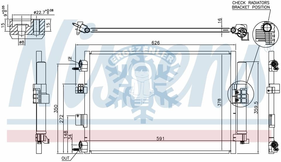 RADYATÖR, NİSSENS 940463, FORD FOCUS C MAX (10-) 1.0 EcoBoost, 1.5 TDCi, ÖLÇÜ: 59x39 cm