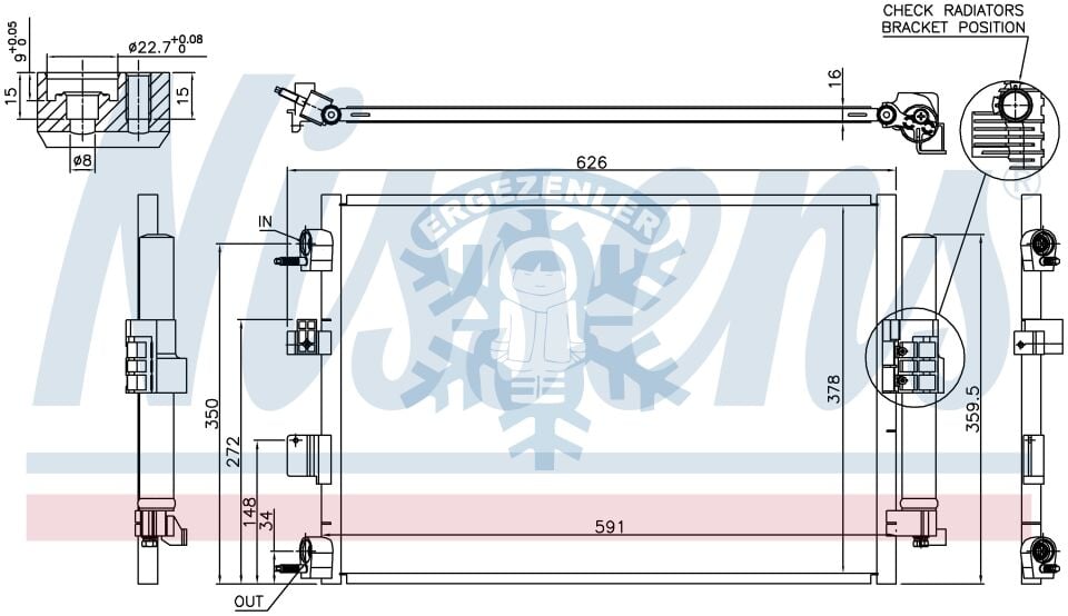 RADYATÖR, NİSSENS 940463, FORD FOCUS III , C MAX (10-) 1.0 EcoBoost, 1.5 TDCi, (PULLU) ÖLÇÜ: 59x39 cm
