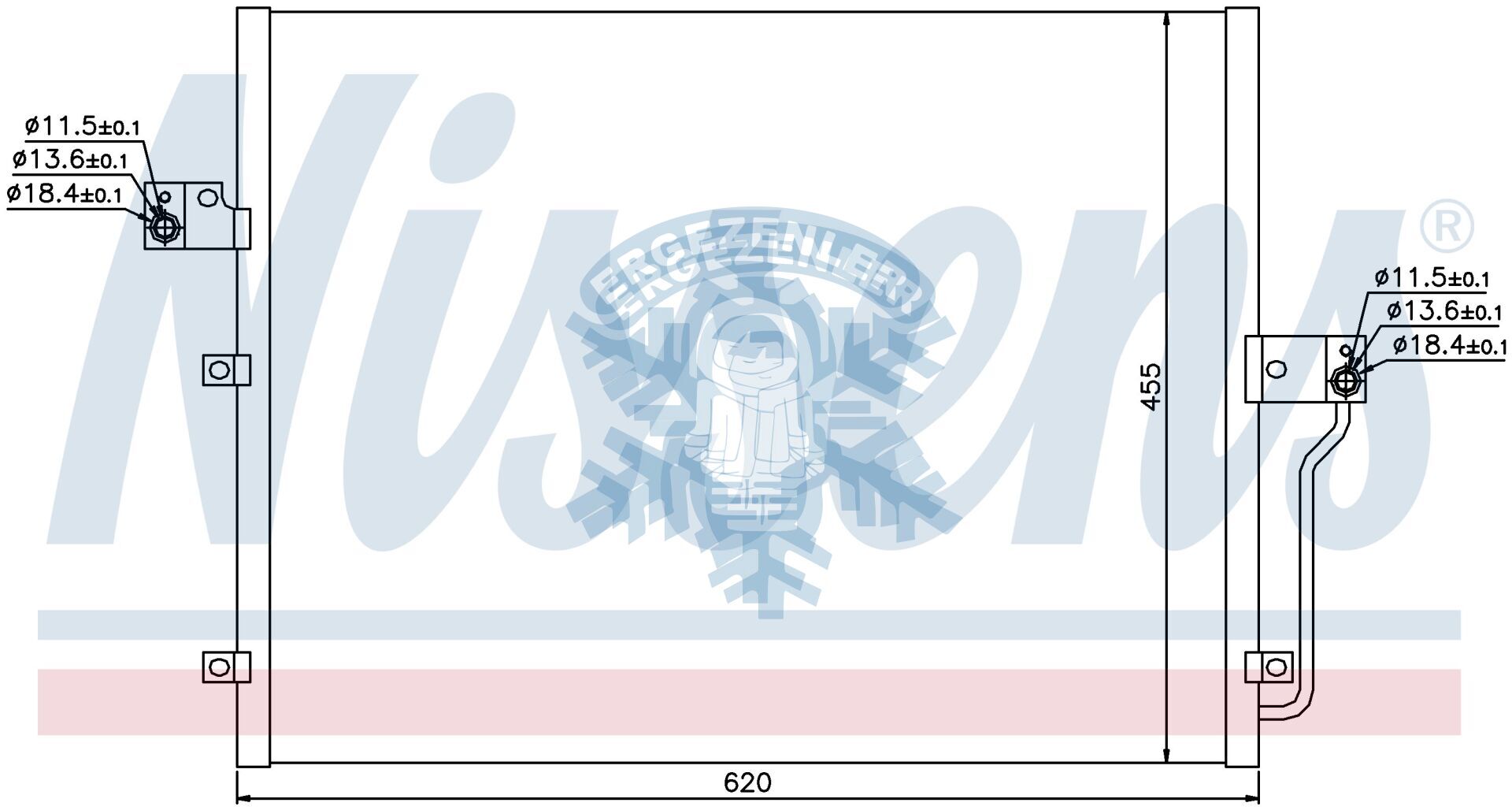 RADYATÖR, NISSENS 94859, ACTYON (05-) 2.0 Xdi / KYRON 2.0 Xdi , ÖLÇÜ: 620x451x16