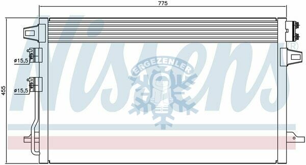 RADYATÖR, NISSENS 94829, CHRYSLER VOYAGER III (01-) 2.4 i G YAĞ SOĞUTUCULU, ÖLÇÜ: 77x45.5 cm