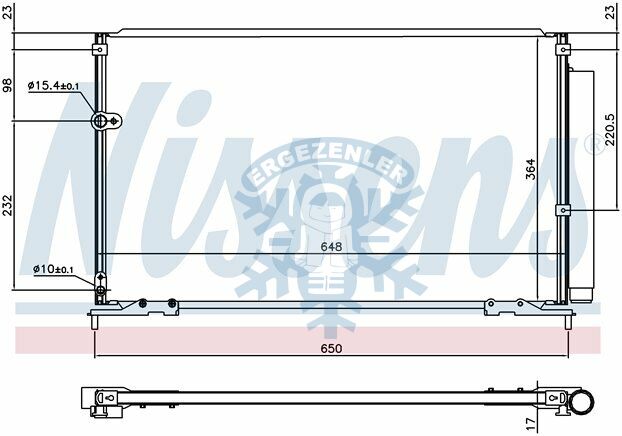 RADYATÖR, NISSENS 940707, HONDA CIVIC FD6 (2007 - 2012) 1.6i VTEC , ÖLÇÜ: 652x372x16 mm