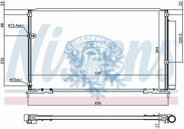RADYATÖR, NISSENS 940707, HONDA CIVIC FD6 (2007 - 2012) 1.6i VTEC , ÖLÇÜ: 652x372x16 mm