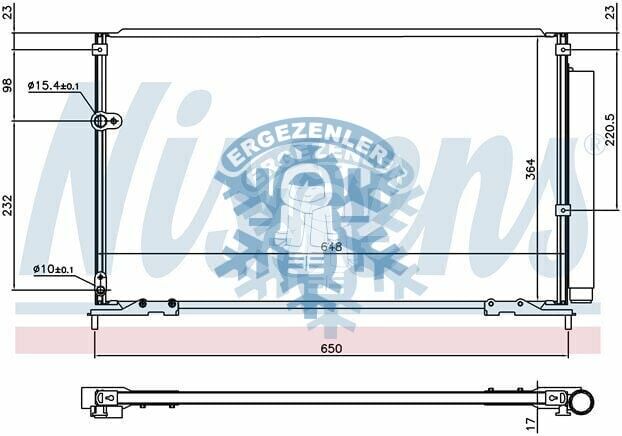 RADYATÖR, NISSENS 940707, HONDA CIVIC FD6 (2007 - 2012) 1.6i VTEC , ÖLÇÜ: 652x372x16 mm