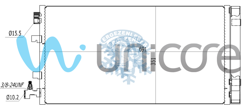 92100-0005R, 92110-0001R KLİMA RADYATÖRÜ RENAULT FLUENCE, MEGANE3 2009+ SUPAPLI 640*351