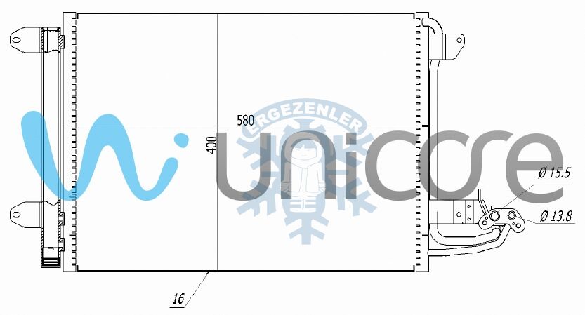 RADYATÖR, UNİCORE: 20VWG500B AUDİ A3 2003+, SEAT, VOLKSWAGEN GOLF5, GOLF6, JETTA 2005+ 550*390