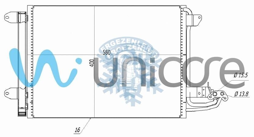 RADYATÖR, UNİCORE: 20VWG500B AUDİ A3 2003+, SEAT, VOLKSWAGEN GOLF5, GOLF6, JETTA 2005+ 550*390