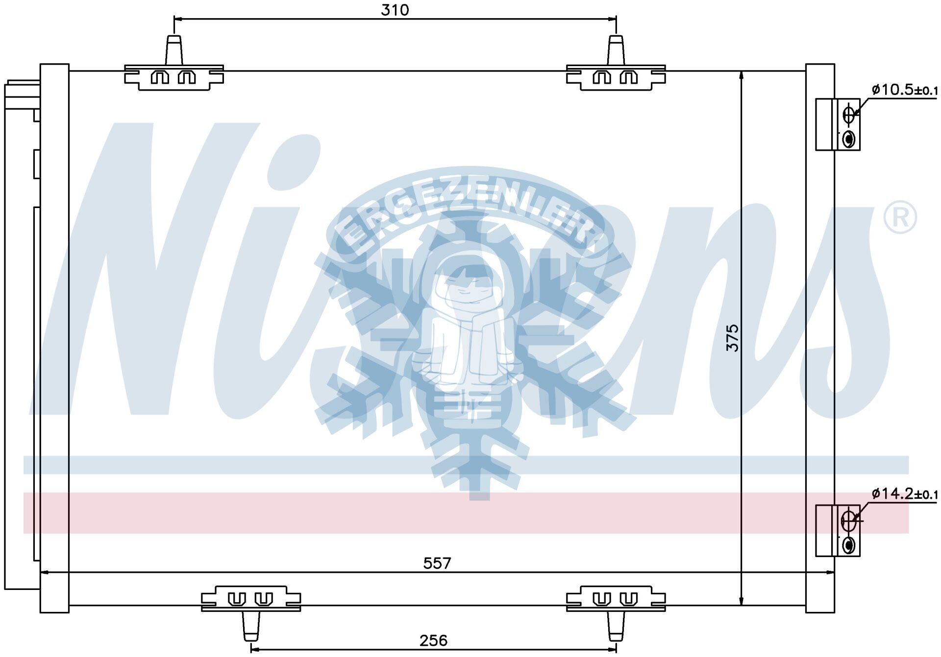 RADYATÖR, RADİSEN PEUGEOT 207 / 1007 1.6i TURBO, 1.6HDI 16V / CITROEN (02-) 1.6HDI / C3 (09-) 1.4i, 1.6i, 1.4HDI, 1.6HDI ÖLÇÜ: 361x557x16 mm